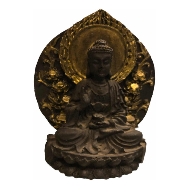 Buda Con Círculo 12 Cm Figura De Resina Negro by ARTICULOS ESOTERICOS LETY