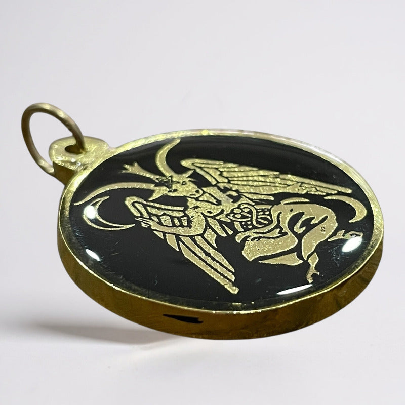 Medalla Encapsulada 25mm Amuleto De Protección Varios Modelo Baphomet 25mm by HEREJE