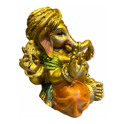 Ganesh Turbante Escultura D Resina Hecho A Mano 15.5x17x13cm by HEREJE