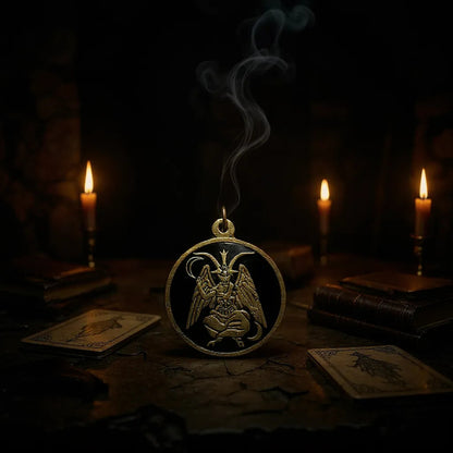 Medalla Encapsulada 25mm Amuleto De Protección Varios Modelo Baphomet 25mm by HEREJE
