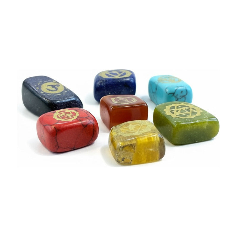 Piedras De Los 7 Chakras (chakras) Juego En Cuarzo Grabado by HEREJE