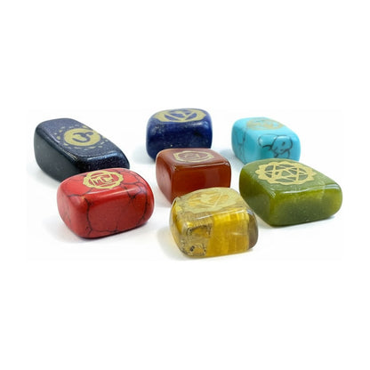 Piedras De Los 7 Chakras (chakras) Juego En Cuarzo Grabado by HEREJE