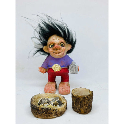 Troll Buena Vibra + Comedero 9cm Figura De Resina Nacional. Morado by HEREJE