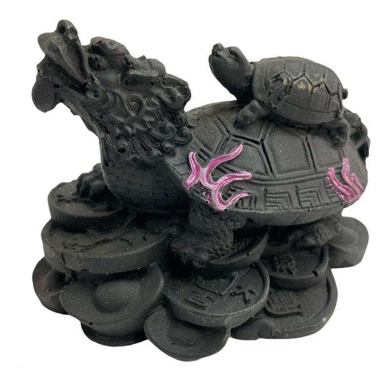 Tortuga Dragon Negra Feng Shui Cura Pequeña 6 Cm Alto Negro by HEREJE