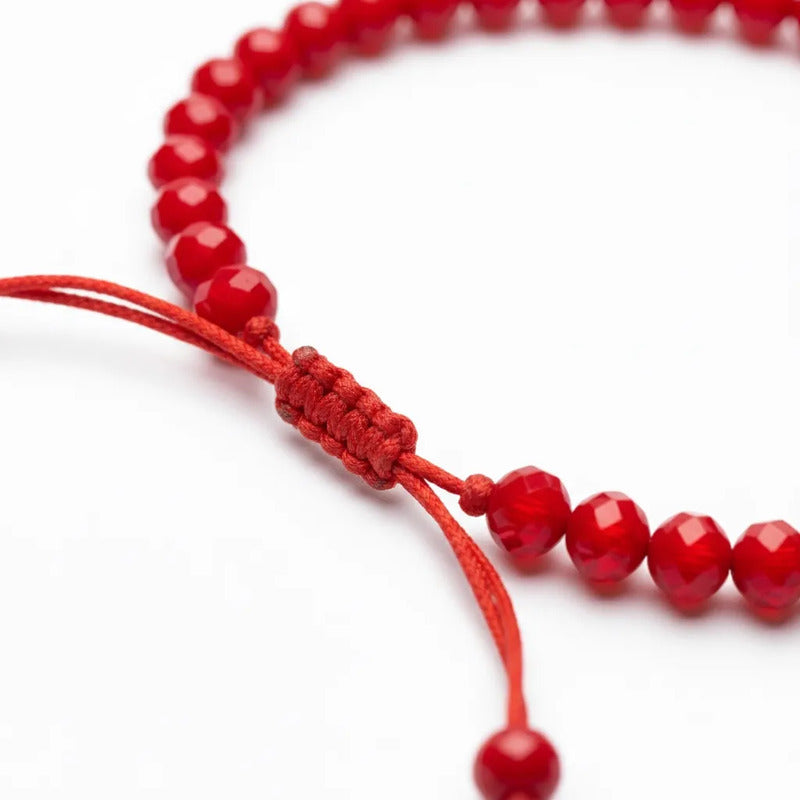 Triqueta Pulsera Hilo Con Cristal Ajustable Rojo 10 Cm by HEREJE
