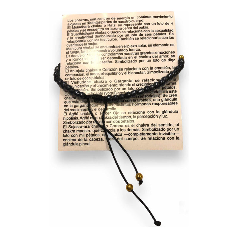 Pulsera 7 Chakras Chaquiron Tejida De Hilo Negro 12.7 Cm by HEREJE