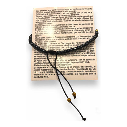Pulsera 7 Chakras Chaquiron Tejida De Hilo Negro 12.7 Cm by HEREJE