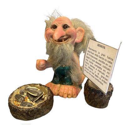 Troll Deseos + Comedero 10cm Figura De Resina Nacional Verde Oscuro by HEREJE
