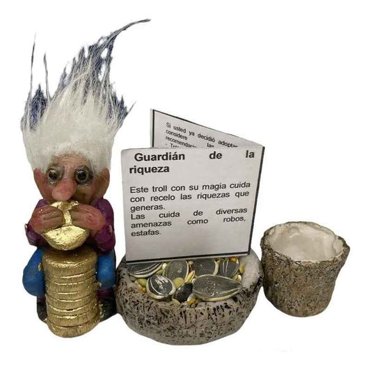 Troll Mini + Comedero + Semillas + Tarjeta Varios Modelos Guardian De La Riqueza 6.5cm