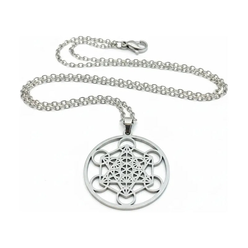 Metatron Dije De Acero Inoxidable Con Cadena Plateado by HEREJE
