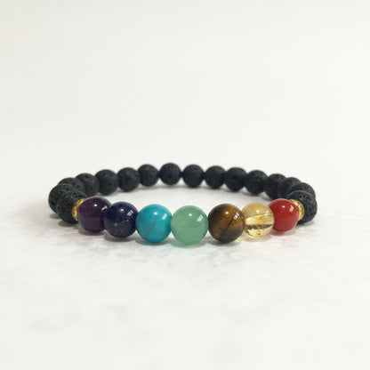Pulsera 7 Chakras Cuarzo Y Piedra Volcánica Multicolor 0 Mm by ARTICULOS ESOTERICOS LETY