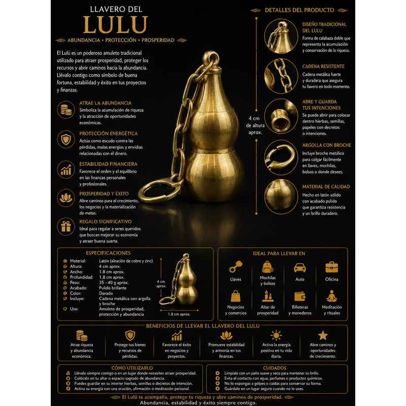 Llavero Wu Lou De Latón Feng Shui Amuleto 4 Cm Hu Lu, Gulu Dorado