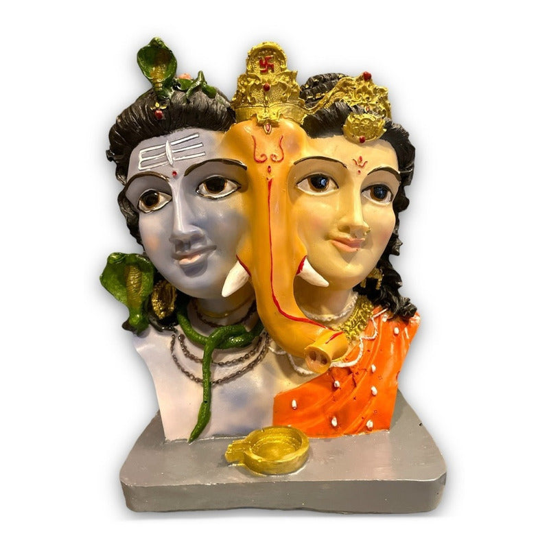 Ganesh Shiva Parvati Familia Sagrada Figura De Resina 21.5cm by HEREJE