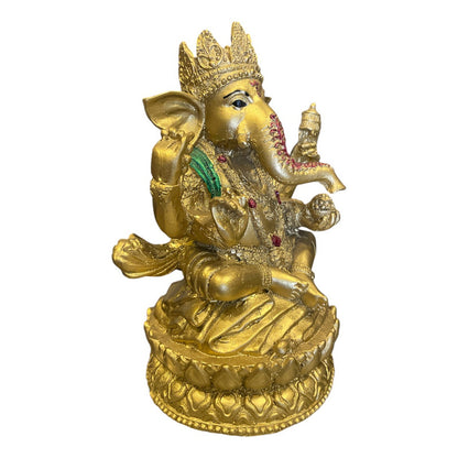 Ganesh Corona Flor De Listo Resina Nacional 16 Cm by HEREJE