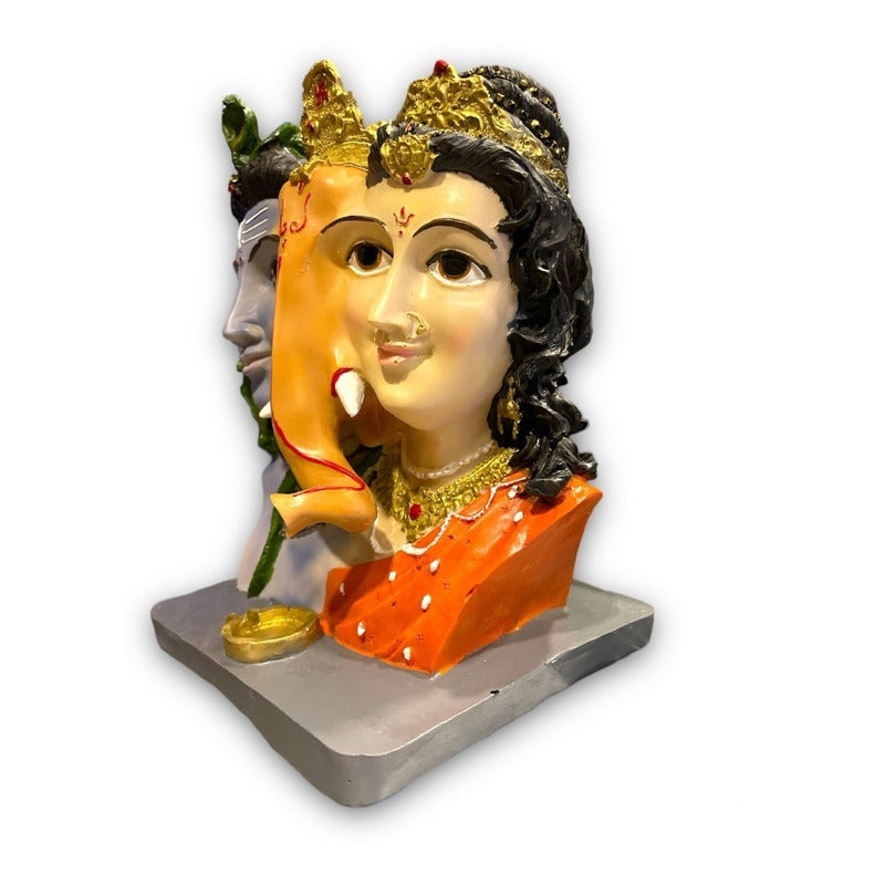 Ganesh Shiva Parvati Familia Sagrada Figura De Resina 21.5cm by HEREJE