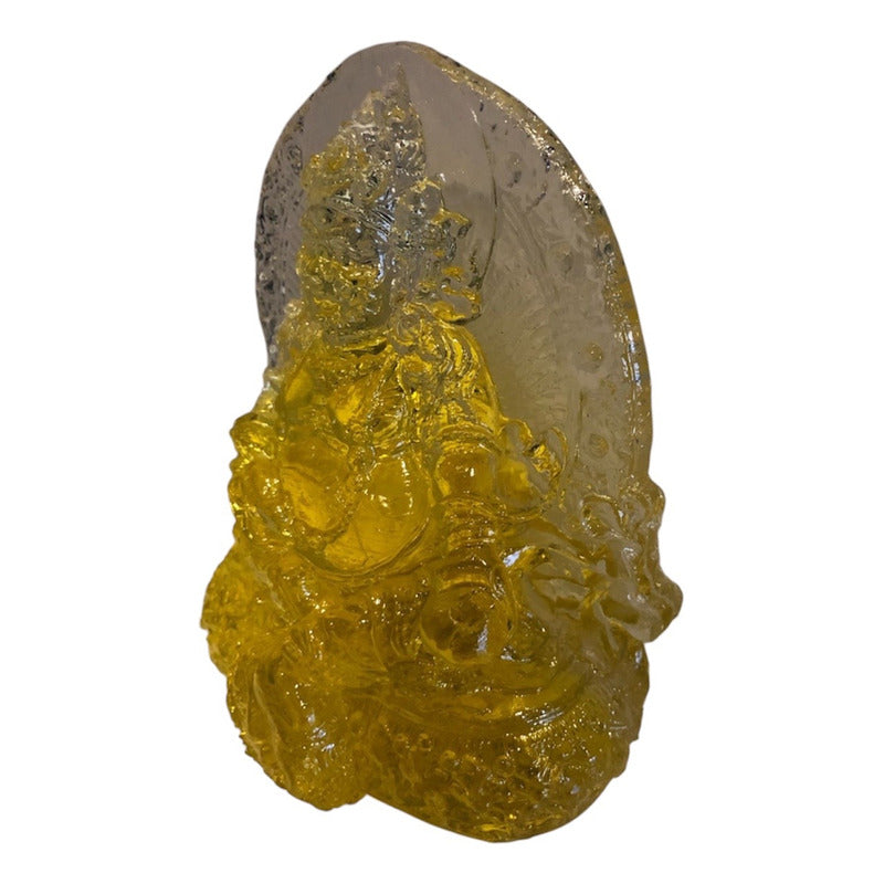 Dzambhala De La Prosperidad Buda En Resina Cristal 12cm Amarillo by HEREJE