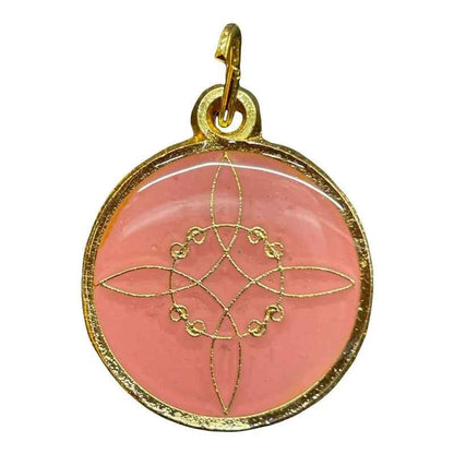 Nudo De Brujas Dije Encapsulado Con Los 7 Baño De Oro 25mm Rosa