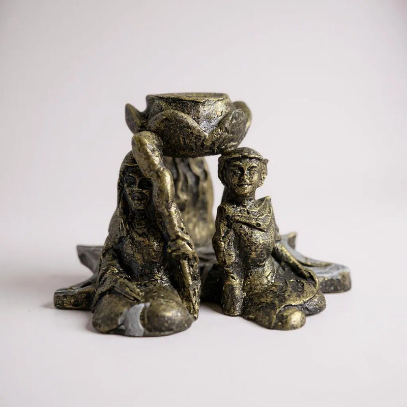 Triple Diosa Escultura De Resina Cascada De Humo 7cm Altura Oro Viejo by HEREJE