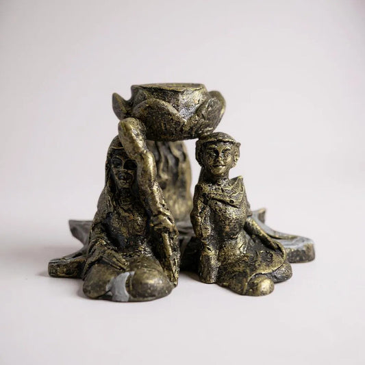 Triple Diosa Escultura De Resina Cascada De Humo 7cm Altura Oro Viejo by HEREJE