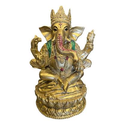 Ganesh Corona Flor De Listo Resina Nacional 16 Cm by HEREJE