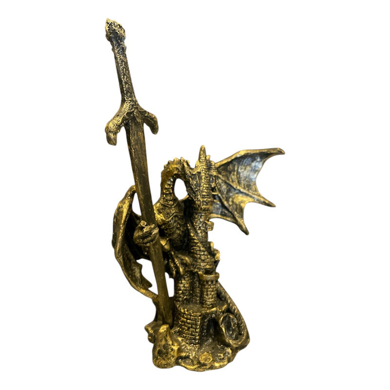 Dragon Dorado Figura Decorativa 12 Cm De Resina Mexicana by HEREJE