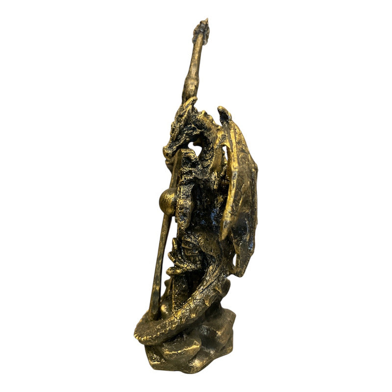 Dragon Dorado Figura Decorativa 12 Cm De Resina Mexicana by HEREJE