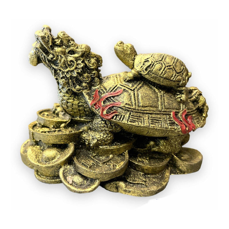 Tortuga Dragón Resina Guardián De La Riqueza Nacional 4cm Dorado by HEREJE