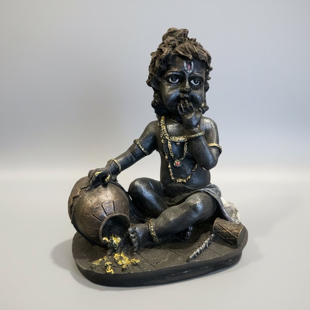 Krishna Bebe Figura Resina Nacional Fondo Negro by HEREJE
