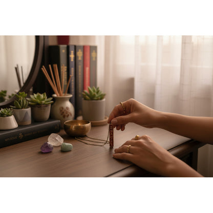 Om Mani Padme Hum Dije Mantra Amuleto Pequeño Rojo by HEREJE