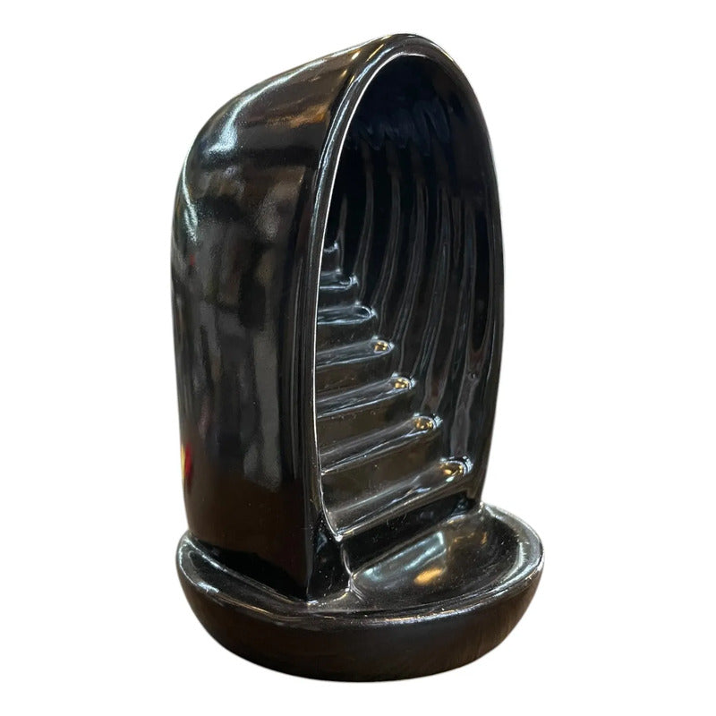 Quemado De Incienso Cascada De Humo Ceramico Negro Cupula Con Escaleras by HEREJE