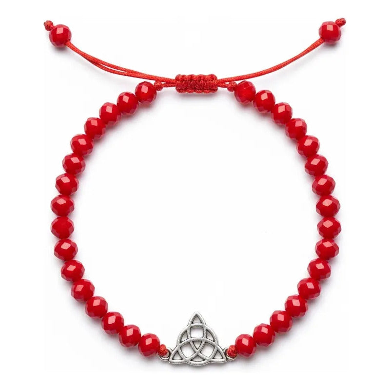 Triqueta Pulsera Hilo Con Cristal Ajustable Rojo 10 Cm by HEREJE