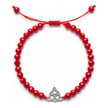 Triqueta Pulsera Hilo Con Cristal Ajustable Rojo 10 Cm by HEREJE