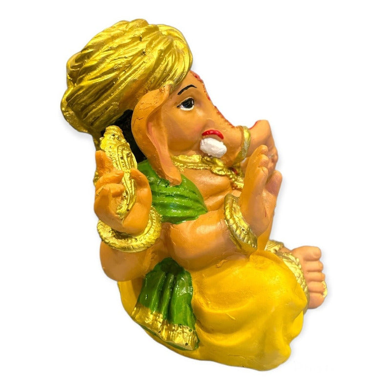 Ganesh Turbante Escultura D Resina Hecho A Mano 15.5x17x13cm by HEREJE