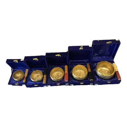 Cuenco Tibetano Lety Juego 5 Caja Dorado 7 Metales. by HEREJE