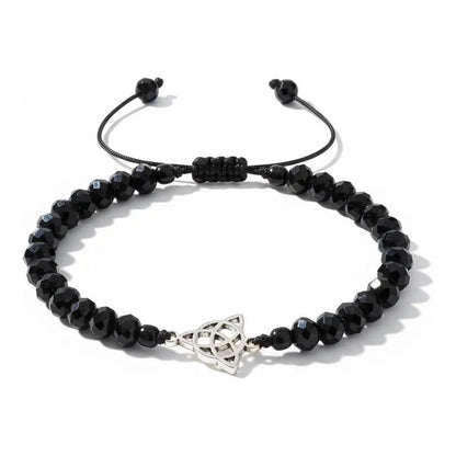 Triqueta Pulsera Hilo Con Cristal Ajustable Negro 10 Cm by HEREJE