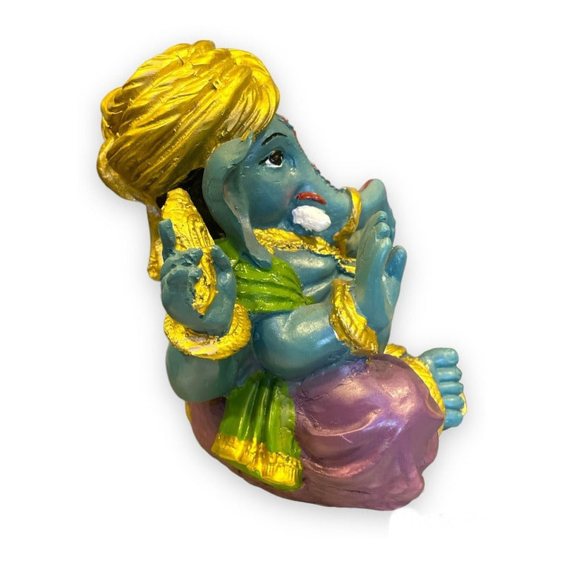 Ganesh Turbante Escultura D Resina Hecho A Mano 15.5x17x13cm by HEREJE