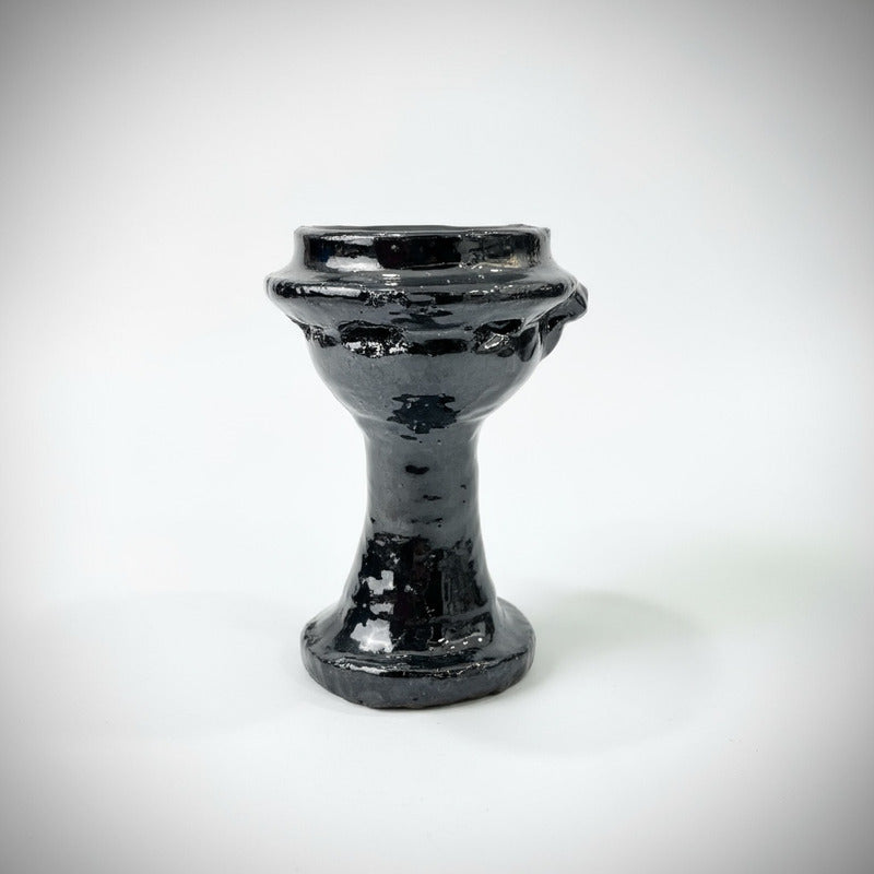 Sahumerio Copalera Porta Incienso Barro Vidriado 14x9x10 Cm Negro Lisa by HEREJE