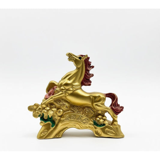 Caballo Del Año Chino Figura De Resina 6.5x8x2.5cm Dorado by HEREJE