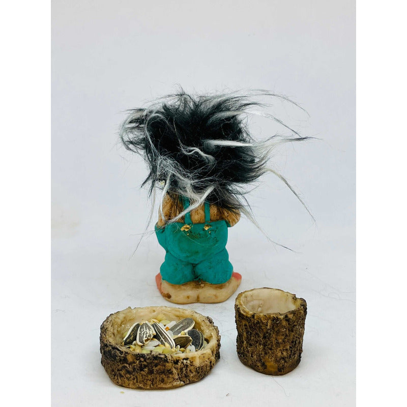 Troll Amistad + Comedero 9cm Figura De Resina Nacional Azul Verde by HEREJE