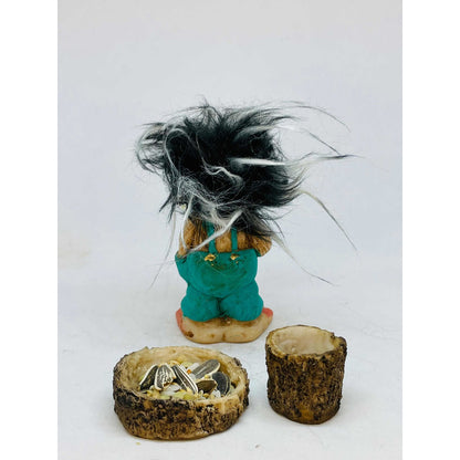 Troll Amistad + Comedero 9cm Figura De Resina Nacional Azul Verde by HEREJE