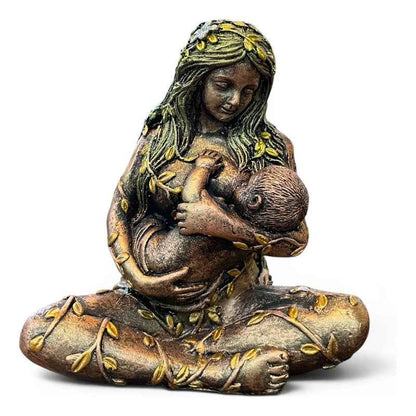 Figura Diosa Madre Tierra, Gaia De Resina 10 Cm Cobre