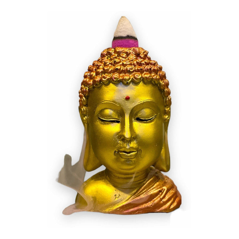 Buda Quemador De Incienso Escultura De Resina 9x6x6cm Dorado Lisa by HEREJE