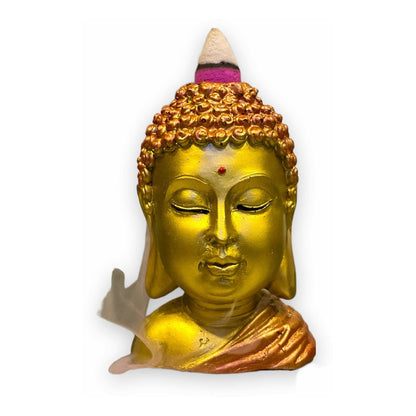 Buda Quemador De Incienso Escultura De Resina 9x6x6cm Dorado Lisa by HEREJE