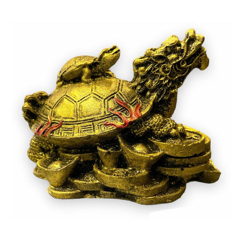 Tortuga Dragón Resina Guardián De La Riqueza Nacional 4cm Dorado by HEREJE