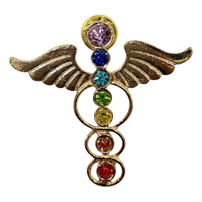 7 Chakras Dije Alas Con Cristal En Baño De Oro by ARTICULOS ESOTERICOS LETY