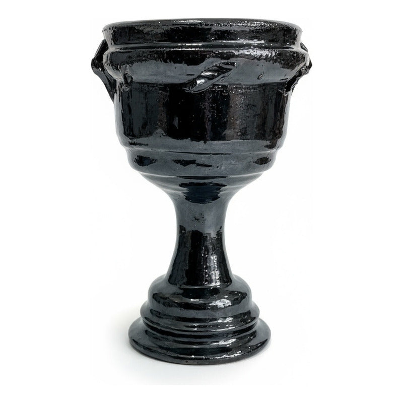 Sahumerio Copalera Porta Incienso Barro Vidriado 20x12x15 Cm Negro Lisa by HEREJE