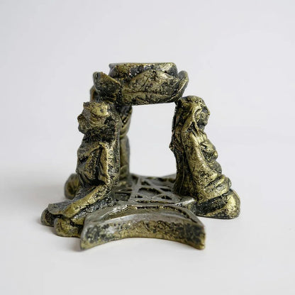 Triple Diosa Escultura De Resina Cascada De Humo 7cm Altura Oro Viejo by HEREJE