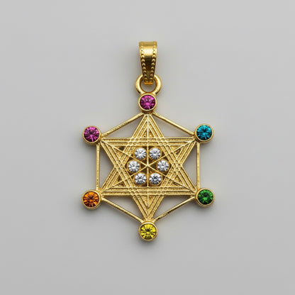 Metatron Dije Baño De Oro Sin Cadena Con Cristal by HEREJE