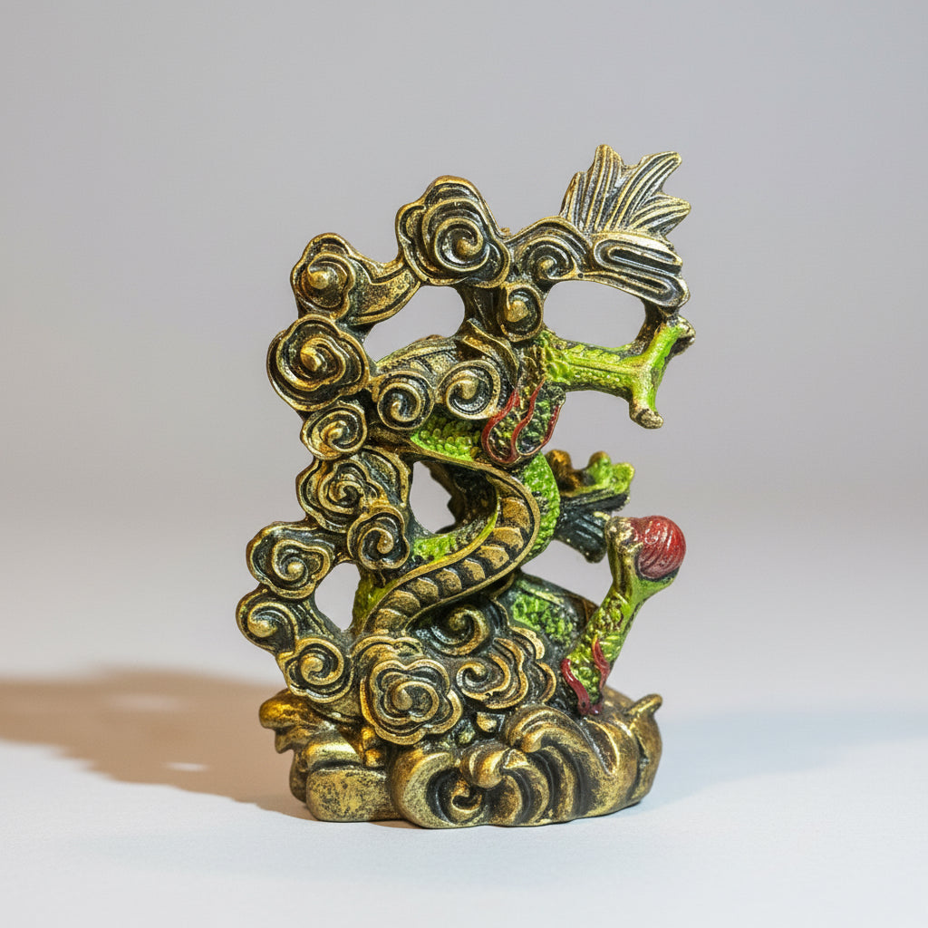 Dragón Año Chino Figura De Resina 11cm Feng Shui Verde by ARTICULOS ESOTERICOS LETY