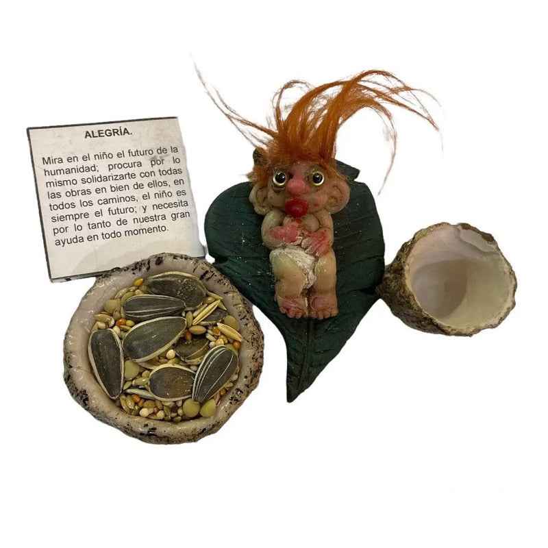 Troll Mini + Comedero + Semillas + Tarjeta Varios Modelos Alegria 7.5